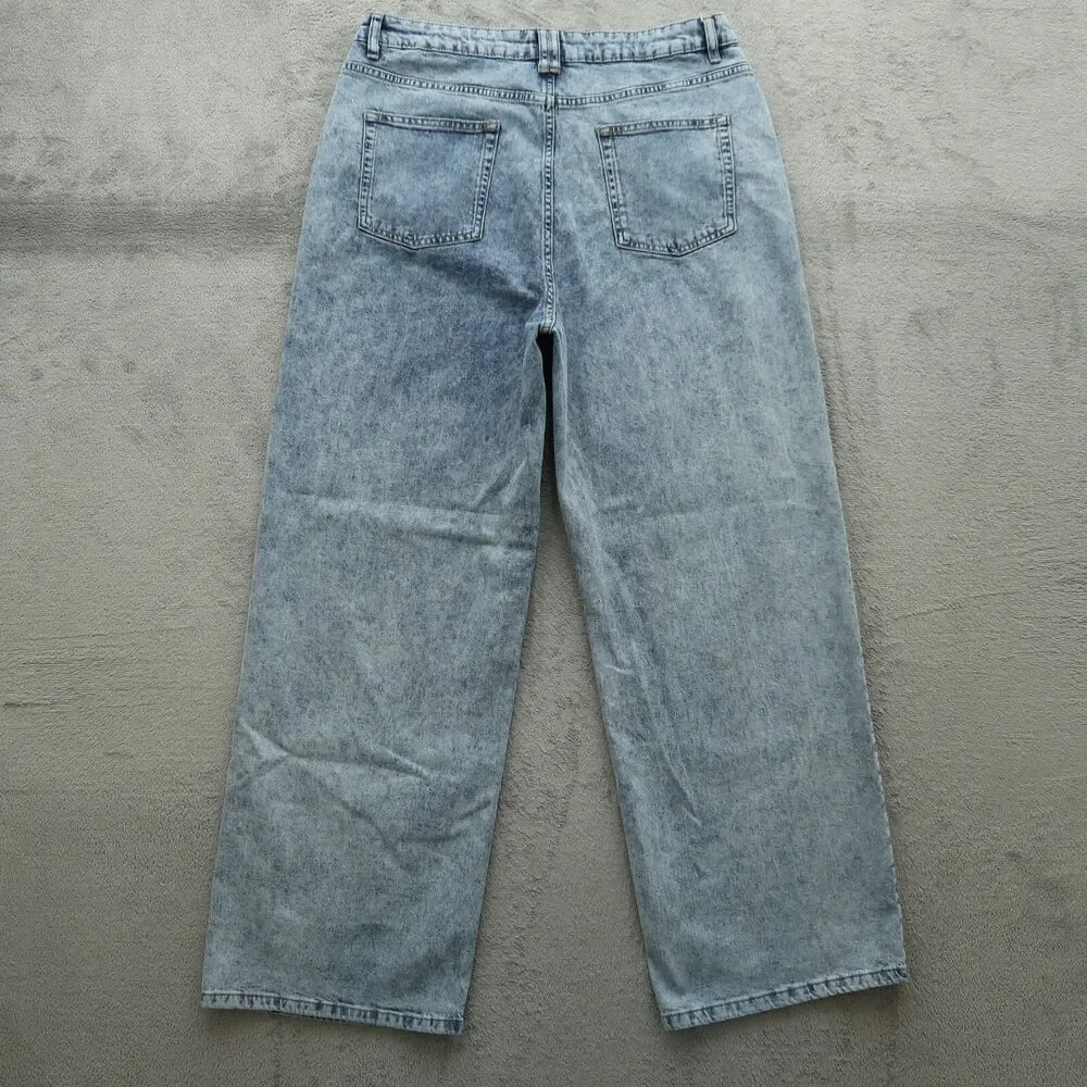 DKNY Jeans Women's Size 32 Blue High-Rise Wide-Leg Denim Pants 30.5